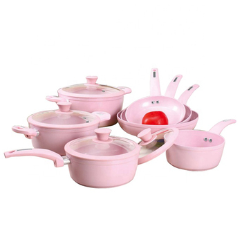 Hot selling pink ceramic coating aluminum cookware