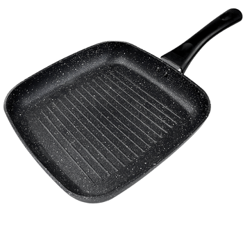 Square aluminum nonstick grill pan with induction bottom
