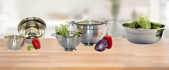 Stainless steel euro bowls and colanders — deep drawn manufacturing